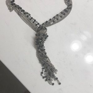 Necklace long black and silver knotted